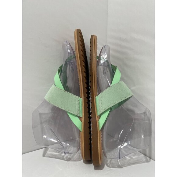 Sorel Sandal Ella Flip Flop Leather Sandal Women’s Green Thong size 7-7.5 - Picture 2 of 5